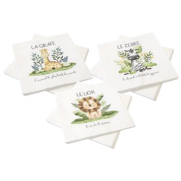 Serviettes en papier Animaux de la Savane pour anniversaire enfant | jourdefete.com