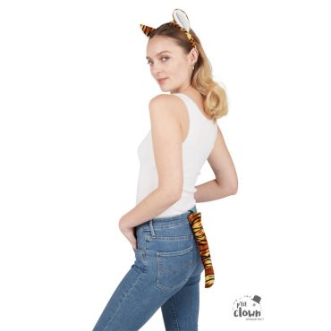 Set tigre 2 pièces avec oreilles et queue rayée | jourdefete.com