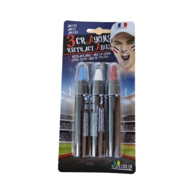 3 crayons retractables bleu blanc rouge france foot | jourdefete.com