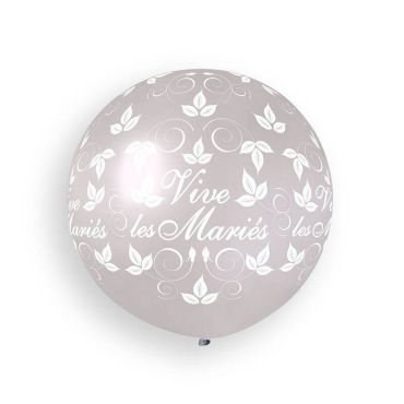 Ballon géant rond argent vive les mariés | jourdefete.com