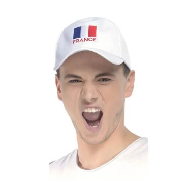 casquette blanche avec impression drapeau france | jourdefete.com