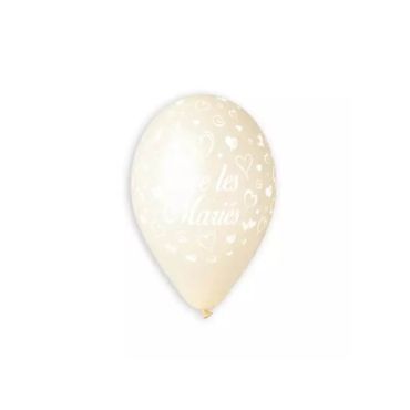 10 Ballons vive les mariés couleur ivoire | jourdefete.com