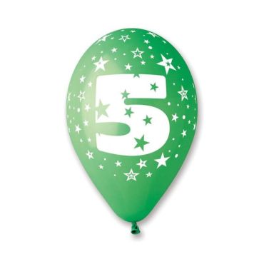 10 ballons multicolores avec étoiles chiffre 5 | jourdefete.com