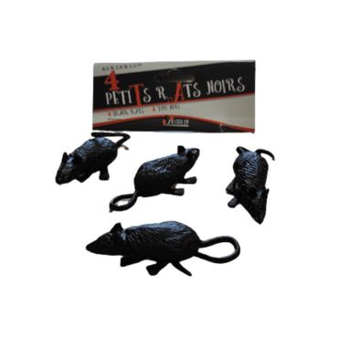 4 petits rats noirs en plastique | jourdefete.com
