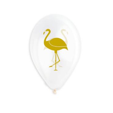 5 ballons blancs flamant rose or de 33 cm | jourdefete.com