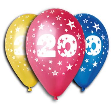 8 ballons multicolores de 25 cm nombre 20 | jourdefete.com