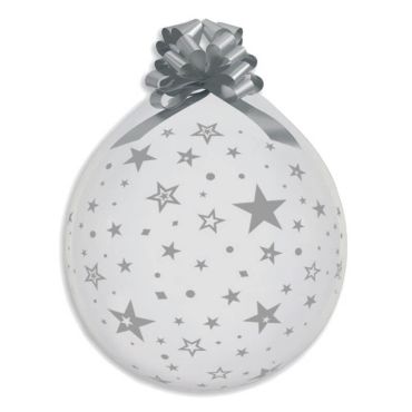 Ballon transparent étoiles avec nœud de 45 cm | jourdefete.com
