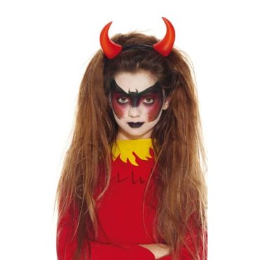 serre-tete enfant cornes de diable rouges plastique halloween| jourdefete.com