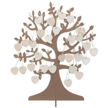 arbre a voeux en bois avec coeurs | jourdefete.com
