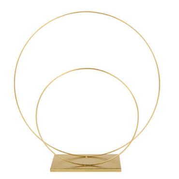 Déco Double Cercle sur Socle Métal Or 40,5 cm, Ø 38,5 cm et Ø 26 cm | jourdefete.com