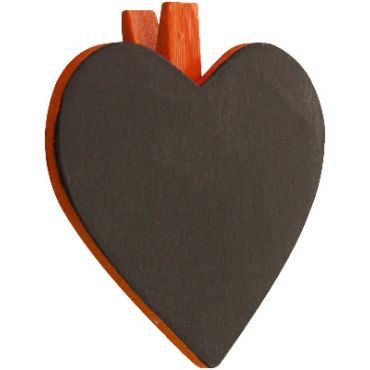 Ardoise Porte Nom Coeur - Orange