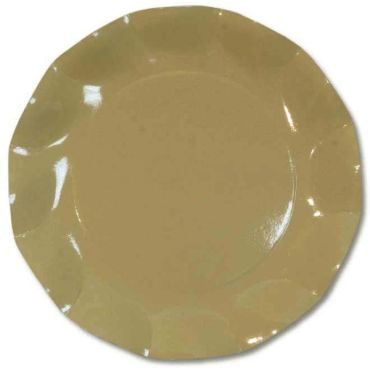Petites Assiettes Vagues Rondes en Carton Taupe 