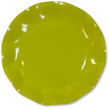 Grandes Assiettes Vagues Rondes en Carton Vert Anis
