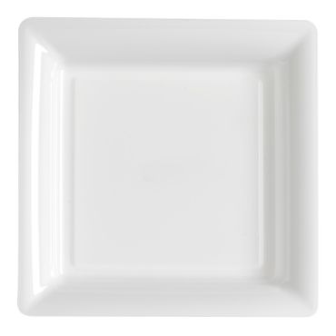 12 Assiettes Carrées en Plastique - Blanc