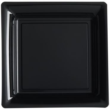 12 Assiettes Carrées en Plastique - Noir