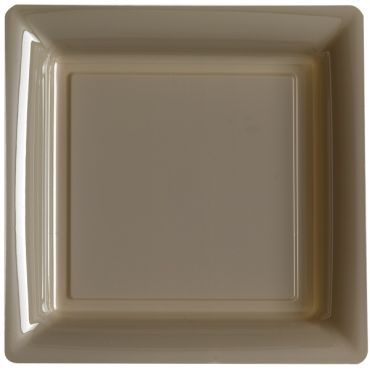 12 Assiettes Cocktail Carrée en Plastique - Taupe