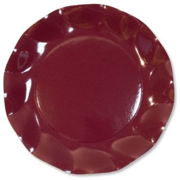 Petites Assiettes Vagues Rondes en Carton Bordeaux