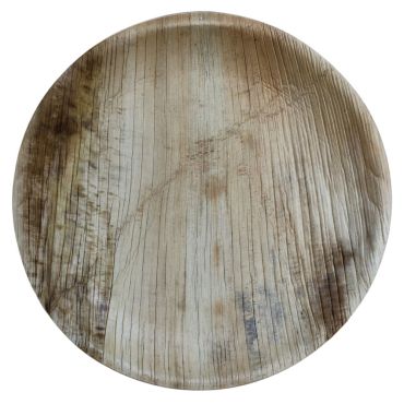 Grandes assiettes rondes en palmier 25 cm avec texture boisée naturelle – lot de 10 | jourdefete.com
