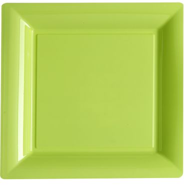 12 Assiettes Carrées en Plastique - Vert Anis