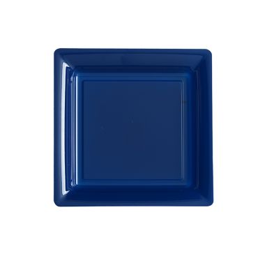12 Assiettes Cocktail Carrées - Plastique Bleu Marine