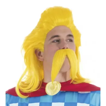 Set perruque et moustache d'Assurancetourix pour déguisement | jourdefete.com