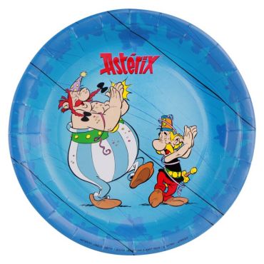 Assiettes Astérix 23 cm avec Obélix et Astérix en fête | jourdefete.com