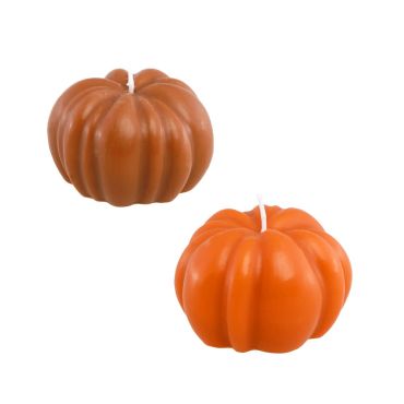Bougie en forme de citrouille marron et orange pour décoration d’automne | jourdefete.com