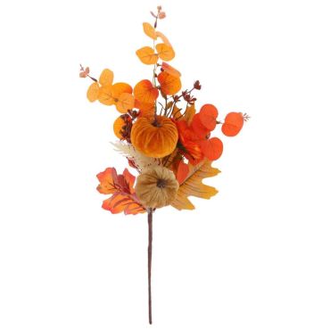Branche cottage automnale décorative de 42 cm avec feuilles roussies et deux petites citrouilles douces en velours orange | jourdefete.com Branche cottage automnale décorative de 42 cm avec feuilles roussies et deux petites citrouilles douces en velours orange | jourdefete.com