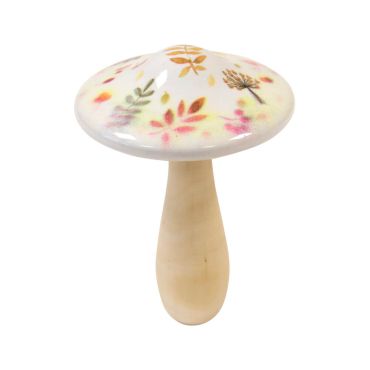 Champignon décoratif en bois et céramique pour déco automnale | jourdefete.com