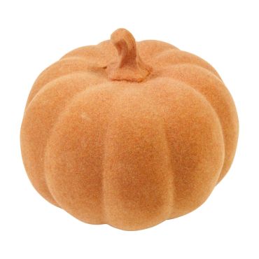 Citrouille orange en résine effet velours pour déco automne | jourdefete.com