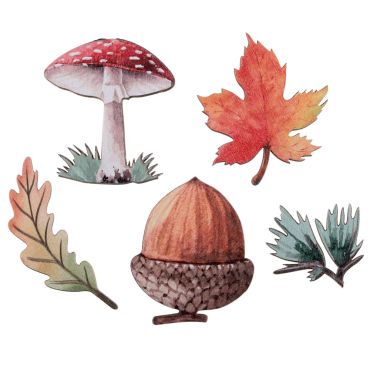 Lot de décorations à parsemer automne avec feuilles, champignon et gland | jourdefete.com