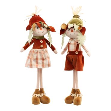 Épouvantails en tissu debout avec tenues automnales assorties | jourdefete.com