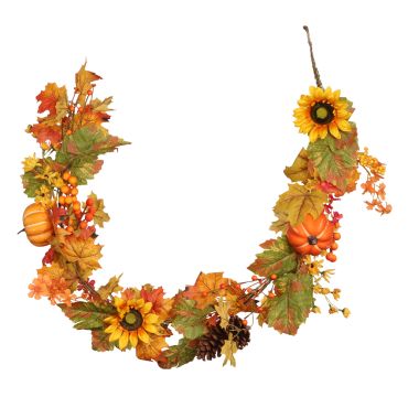 Guirlande automnale décorative 150 cm avec tournesols citrouilles et baies | jourdefete.com Guirlande automnale décorative 150 cm avec tournesols citrouilles et baies | jourdefete.com