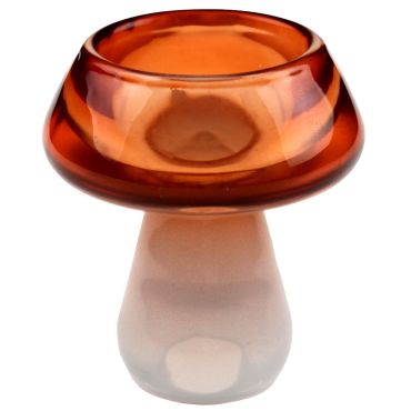 Porte-bougie champignon en verre ambré pour décoration automnale élégante | jourdefete.com