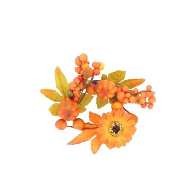 Rond de serviette décoratif automne orange et vert avec citrouilles et feuilles | jourdefete.com