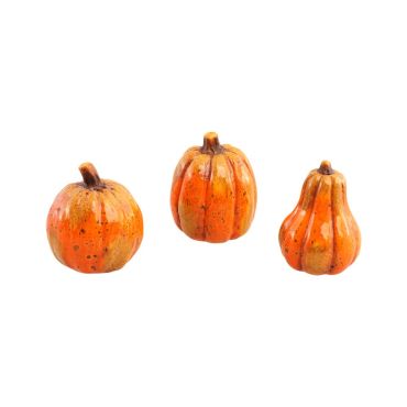 Set de 3 cucurbitacées décoratives en terre cuite orange pour l'automne | jourdefete.com