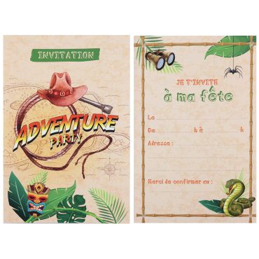 Cartes d’invitation Aventure Party avec chapeau et carte aux trésors | jourdefete.com