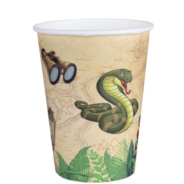 Gobelets en carton Aventurier avec carte au trésor et serpent | jourdefete.com