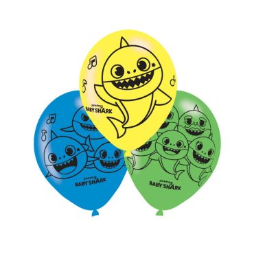 6 ballons en latex baby shark | jourdefete.com