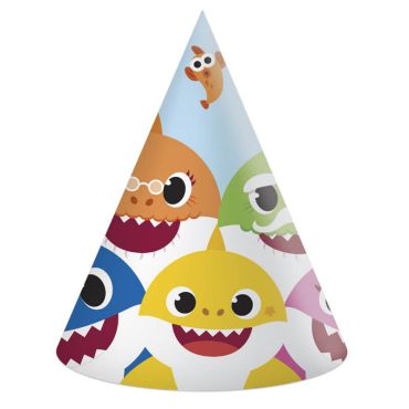 6 chapeaux pointus en carton FSC baby shark | jourdefete.com