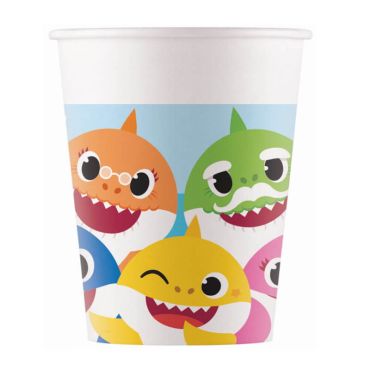 lot de 8 gobelets en carton FSC Baby Shark de 25 cl | jourdefete.com lot de 8 gobelets en carton FSC Baby Shark de 25 cl | jourdefete.com