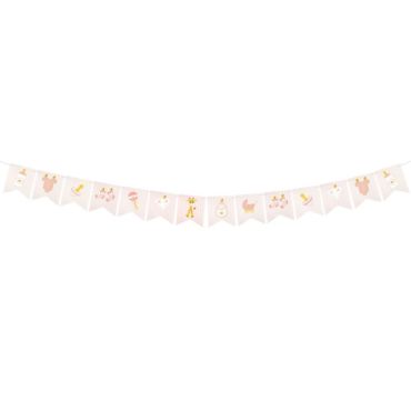 Guirlande avec 14 Fanions en Papier - Baby Shower - Rose| jourdefete.com