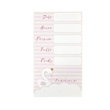 6 Cartes de Prédiction Naissance - Baby Shower - Cygne Rose | jourdefete.com