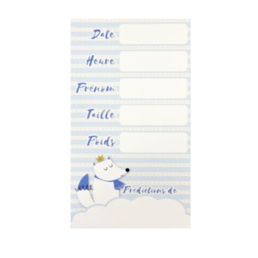 6 Cartes de Prédiction Naissance - Baby Shower - Loup Bleu | jourdefete.com