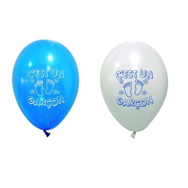 Ballons de Baudruche Blanc et Bleu "C'est un Garçon !" Ballons de Baudruche Blanc et Bleu "C'est un Garçon !"