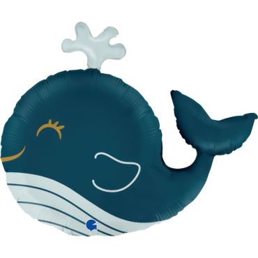 Ballon baleine bleue souriante 26 pouces pour déco mer douce | jourdefete.com