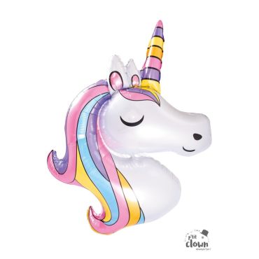 Un ballon en forme de licorne aux cheveux multicolores | jourdefete.com