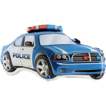 Ballon voiture de police bleue 34 pouces pour fête d’enfant dynamique | jourdefete.com