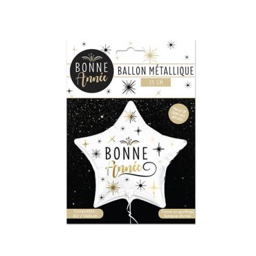 Ballon Aluminium Bonne Année étoile blanche