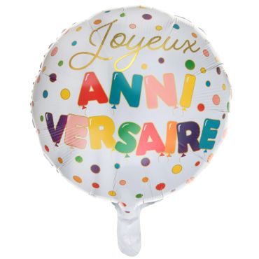 Ballon en aluminium de la collection anniversaire ballons multicolores de 45 cm